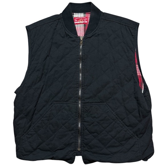Vintage 1990s Marlboro Country Store Reversible Plaid Vest Quilted Large Pockets - Picture 2 of 7